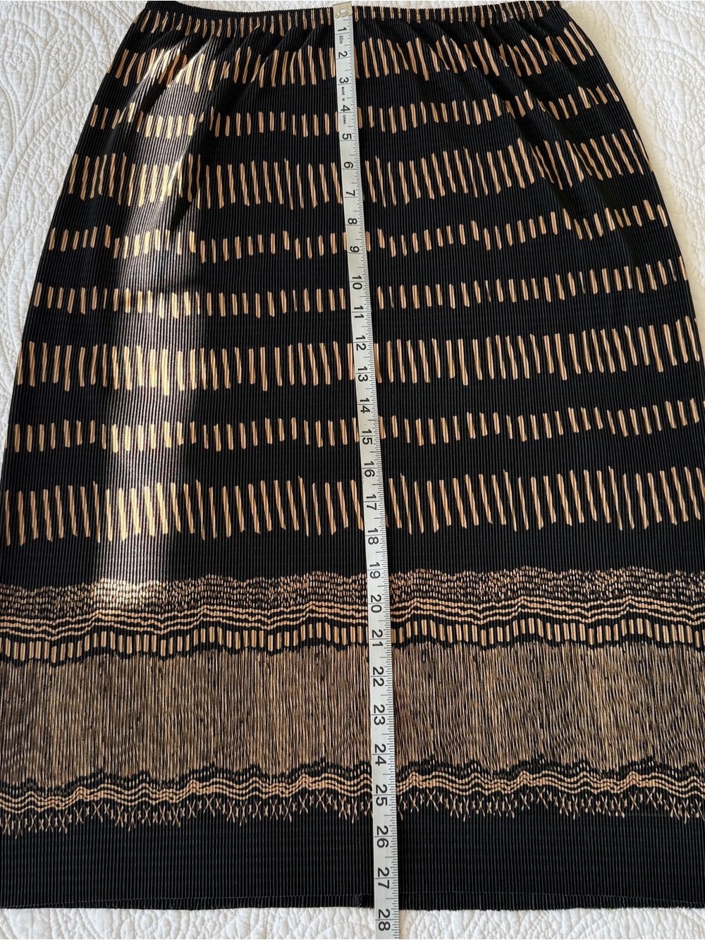 Vintage Carroll Reed Black Gold Pleated Midi Skirt Womens Size Medium 90s - Picture 10 of 10